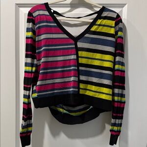 Striped V-Neck Long Sleeve Top